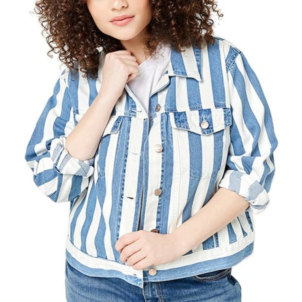 Striped Denim Jacket Plus (3x)